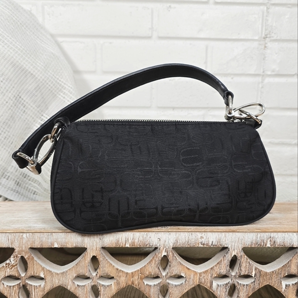 Vintage Y2k Express Black Mini Shoulder Bag With Silver Hardware